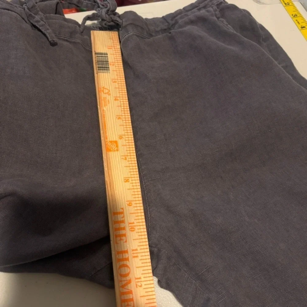 IXIMO Womens Grey 100% Linen Straight Leg Pull on Pants SZ Large Granola‎ Hippie